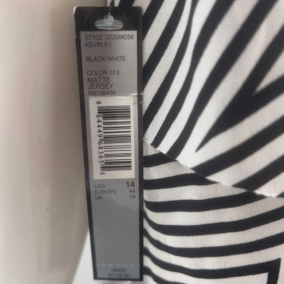 Tahari Black & White Matte Jersey with Ruffle Layering. - Picture 10 of 10